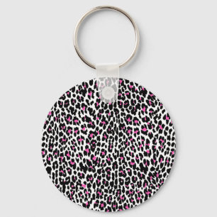 rosa leopard print nyckelring