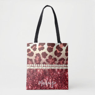 Rosa Leopard Print och Glitter Tygkasse