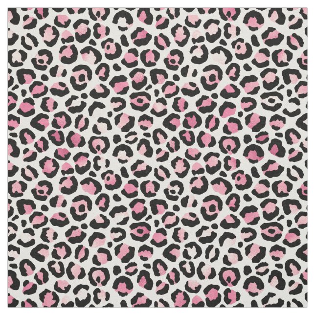 Rosa Leopard Print on White Tyg (Provkarta)