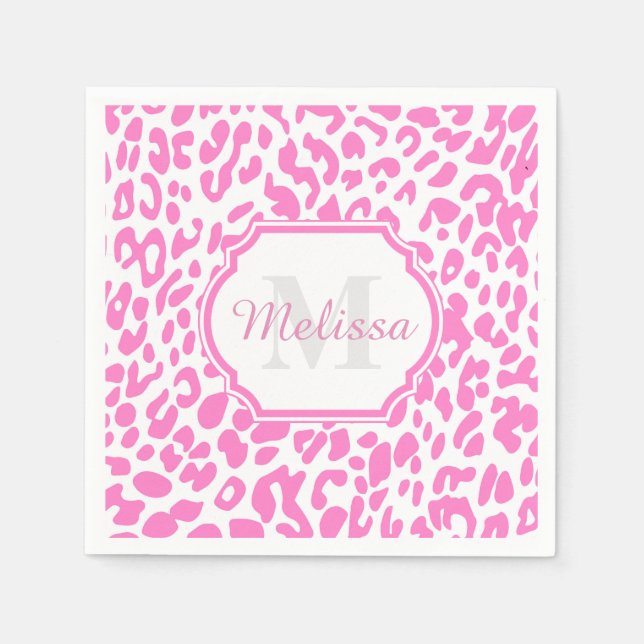Rosa Leopard Print Pappersservett (Framsidan)