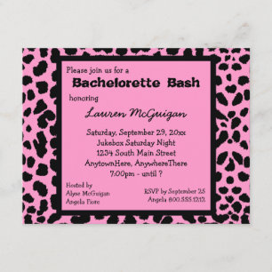 Rosa Leopard Print Party-inbjudan Inbjudningar