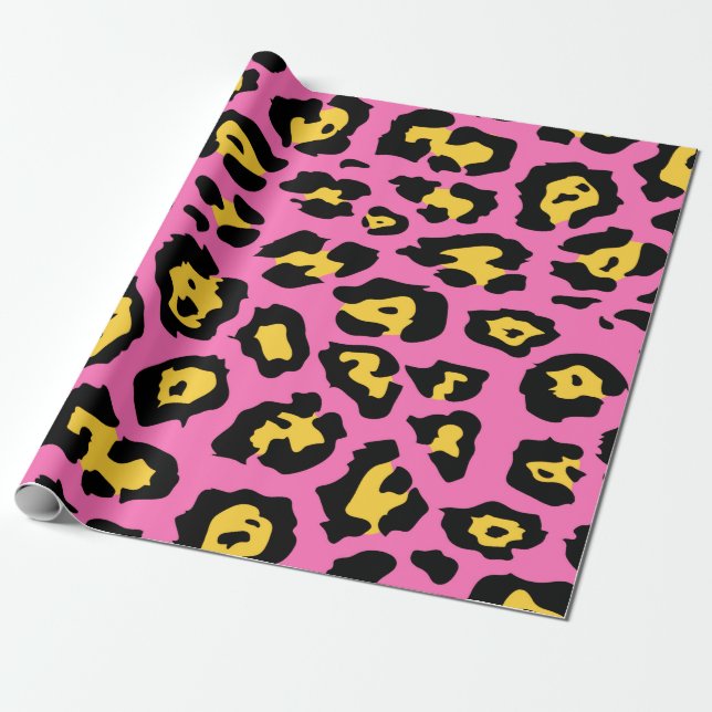 Rosa Leopard Print Presentpapper (Utrullad)