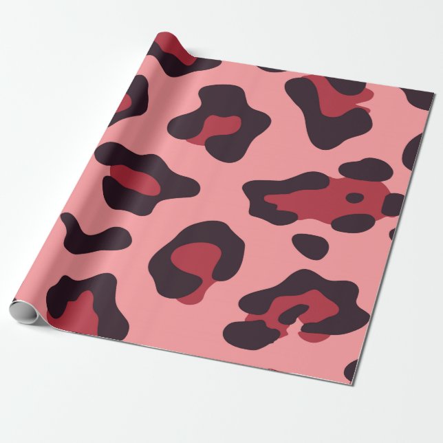 Rosa Leopard Print Presentpapper (Utrullad)