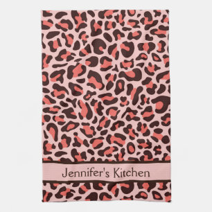 Rosa Leopard Print Retro Kitchen Towel Kökshandduk