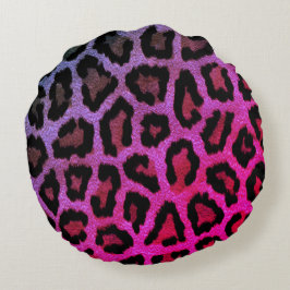 Rosa Leopard Print Round Dekorativ kudde