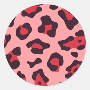 Rosa Leopard Print Runt Klistermärke