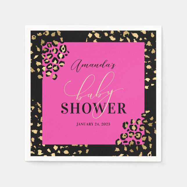 Rosa Leopard Print Shower Pappersservett (Framsidan)
