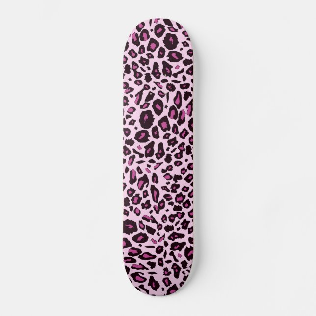 Rosa leopard print skateboard bräda 19,5 cm (Framsida)