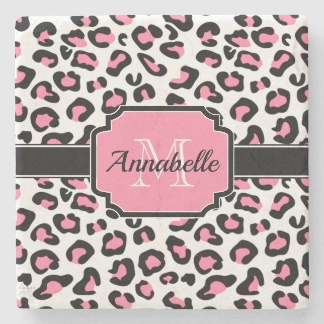 Rosa Leopard Print Stenunderlägg (Framsidan)