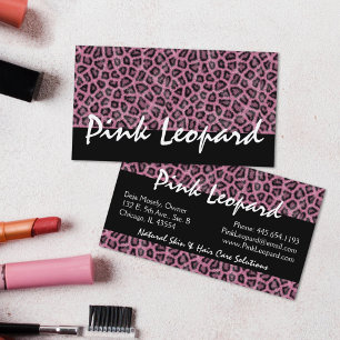 Rosa Leopard Print Trendig Päls Mönster Vild Anima Visitkort