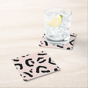 Rosa Leopard Print Underläggs Underlägg Papper Kvadrat