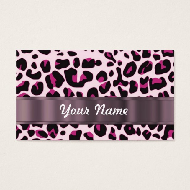 Rosa leopard print visitkort (Framsidan)