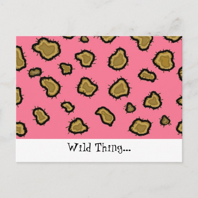 Rosa Leopard Print Vykort (Framsida)