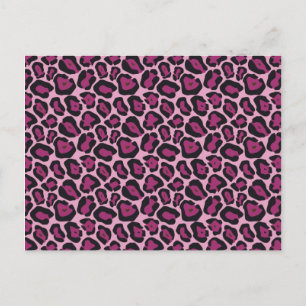 Rosa Leopard Print Vykort
