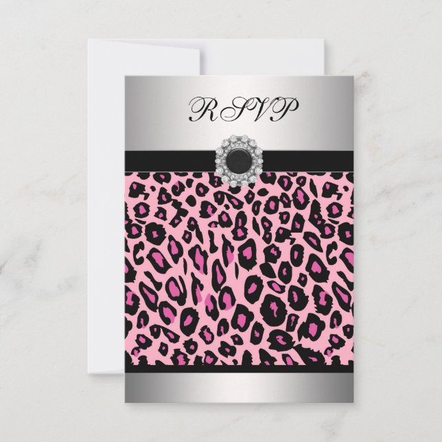 Rosa leopard RSVP-mall OSA Kort (Framsida)