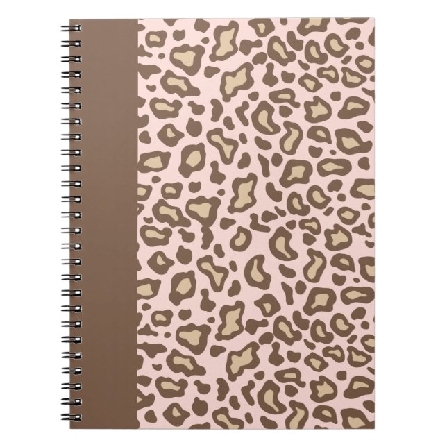 Rosa Leopard School Notebook Journal Gift Anteckningsbok Med Spiral (Framsidan)