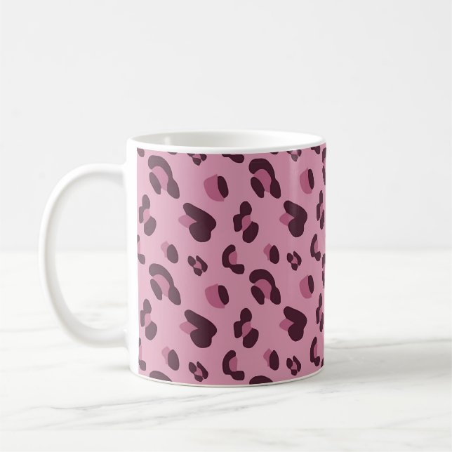 Rosa Leopard Skin Mönster Kaffemugg (Vänster)