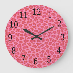 Rosa Leopard Skin Round Clock Stor Klocka
