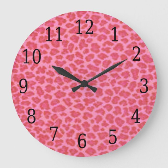 Rosa Leopard Skin Round Clock Stor Klocka (Framsida)