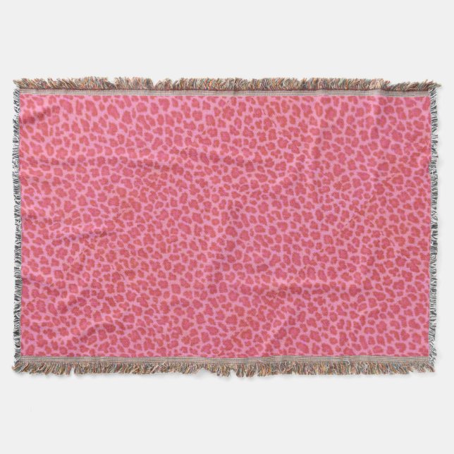 Rosa Leopard Skin Throw Blanket Mysfilt (Framsidan)