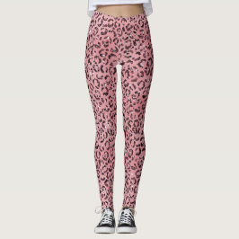 Rosa leopard Skriv ut Gnistra Glitter Leggings