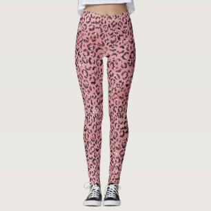 Rosa leopard Skriv ut Gnistra Glitter Leggings