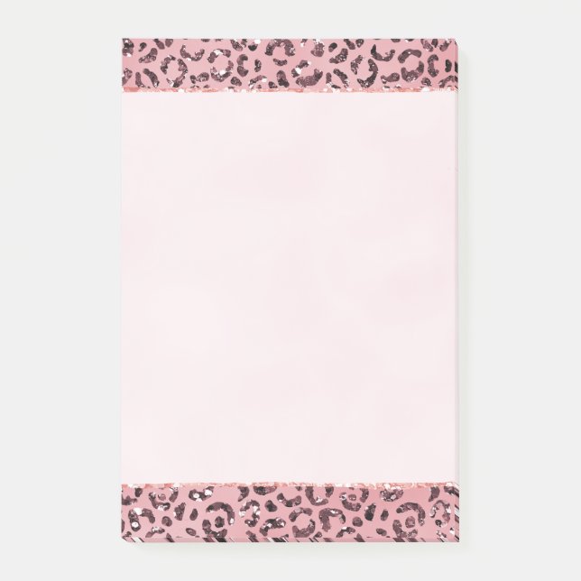Rosa leopard Skriv ut Gnistra Glitter Post-it Block (Framsida)