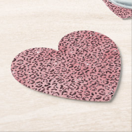 Rosa leopard Skriv ut Gnistra Glitter Underlägg Papper