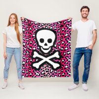 Rosa Leopard Skriv ut Jolly Roger Pirat Skull Punk