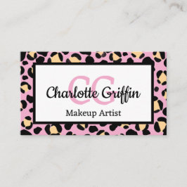Rosa Leopard Skriv ut Lash & Makeup Artist Visitkort