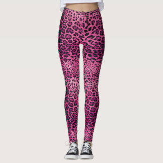 Rosa Leopard Skriv ut Leggings