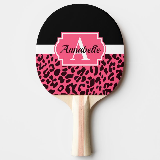 Rosa Leopard Skriv ut Pingisracket (Framsidan)