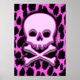 Rosa Leopard Skull Poster