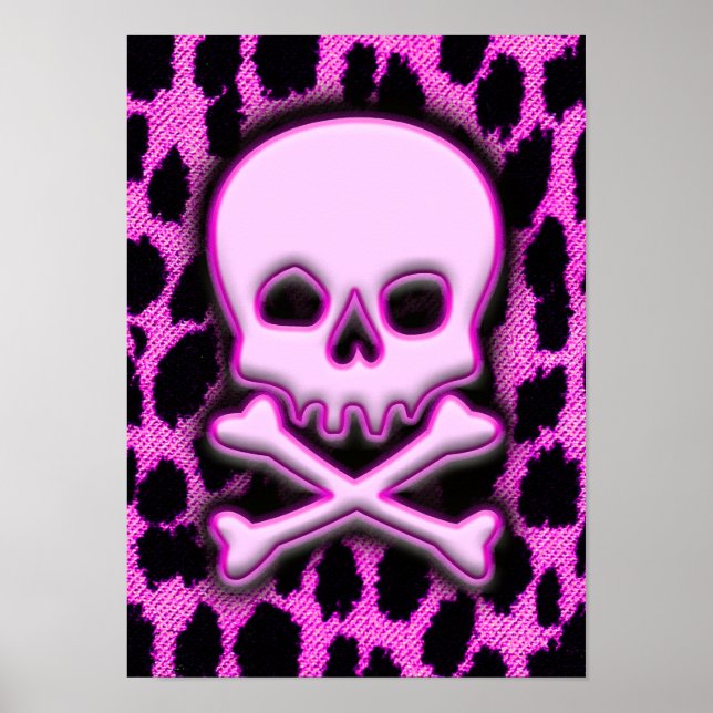 Rosa Leopard Skull Poster (Framsidan)