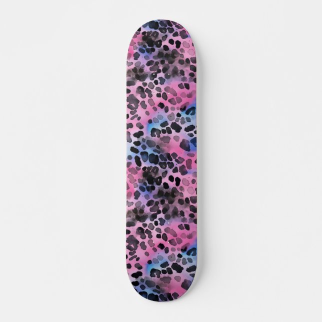 Rosa Leopard Spot Skin Skriv ut Skateboard (Framsida)
