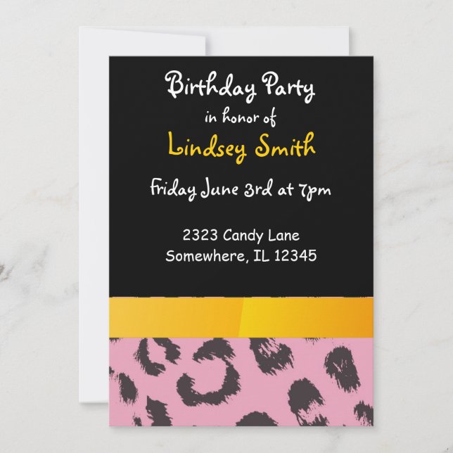 Rosa Leopard Spots Birthday-inbjudan Inbjudningar (Framsida)