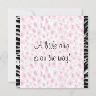 Rosa Leopard Zebra Babyflicka Babyshower Inbjudningar