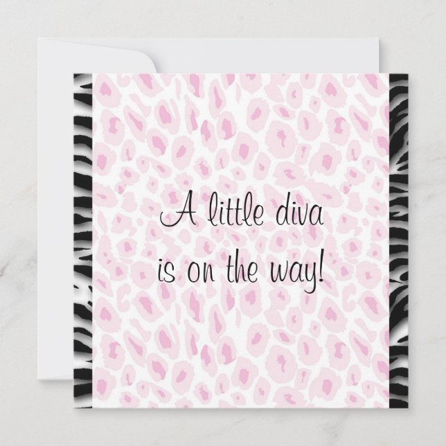 Rosa Leopard Zebra Flicka Shower Inbjudningar (Framsida)