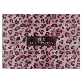 Rosa leoparddjurtryck med falsk folie och namn