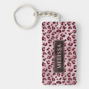Rosa leoparddjurtryck med falsk folie och namn