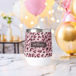 Rosa leoparddjurtryck med falsk folie och namn