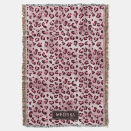 Rosa leoparddjurtryck med falsk folie och namn filt