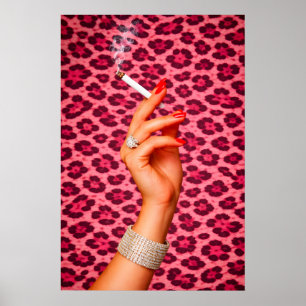 Rosa leopardglamouraffisch, Chic modecigarett Poster
