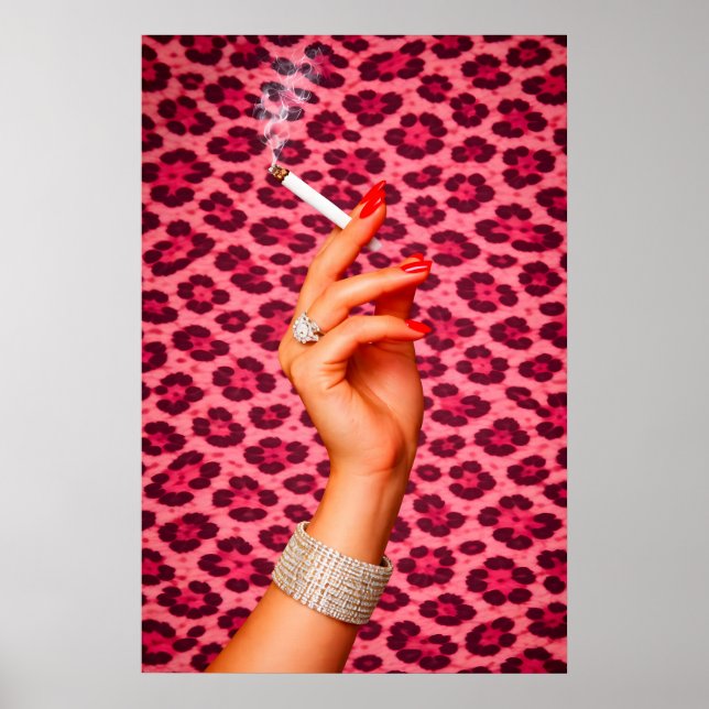 Rosa leopardglamouraffisch, Chic modecigarett Poster (Framsidan)