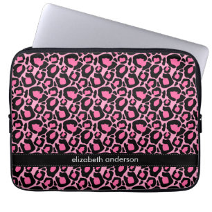 Rosa Leopardmönsteranpassningsbar Laptop Fodral