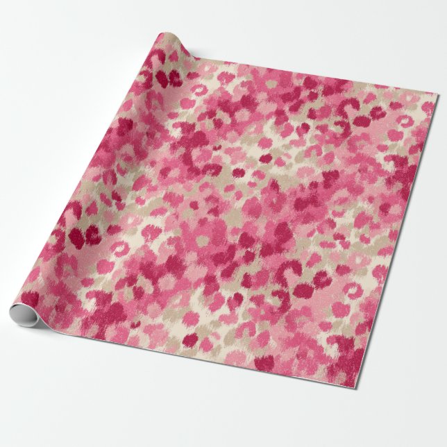 Rosa leopardpenseldrag sömlöst mönster presentpapper (Utrullad)