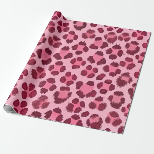 Rosa Leopardsmönster Presentpapper (Utrullad)