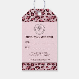 Rosa leopardtryck anpassad butik logotyp pris häng presentetikett