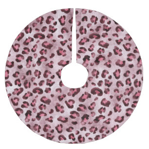 Rosa leopardtryck konstnärlig vildkatt pälsstruktu julgransmatta borstad polyester