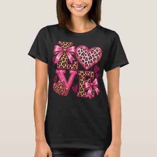 Rosa leopardtryck LOVE Coquette-bow T-shirt